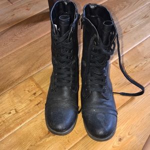Black combat boots